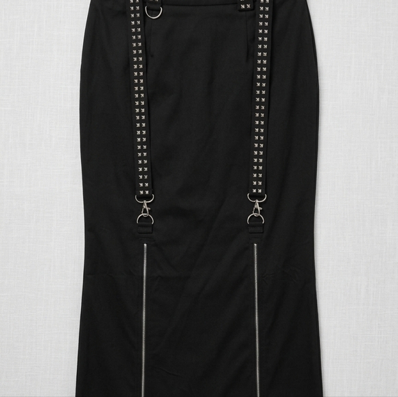 The Unbranded Brand Dresses & Skirts - ​🖤 Edgy Gothic Punk Midi Skirt with Studded Suspenders